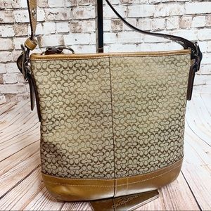 Coach Mini signature soft brown duffel crossbody